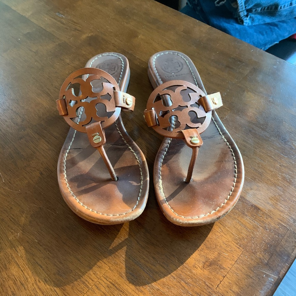 Tory Burch Miller Brown Leather Sandals Sz 8